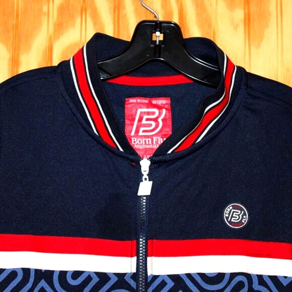 Born Fly AnyTown USA Track Jacket - Navy, Red & White - Size L - Picture 2 of 10